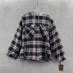 New Mountain Ridge Shirt Jacket Mens S Plaid Flannel Faux Sherpa Lined Full Zip